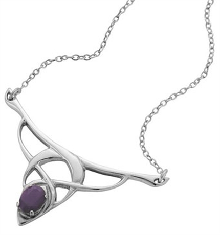 Picture of Laced Silver Pendant, with Amethyst Gemstone