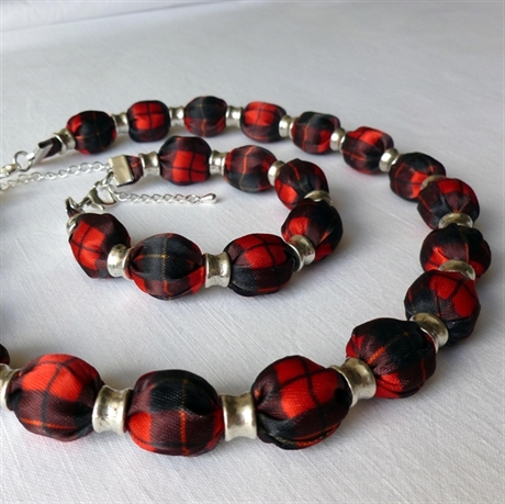 Picture of Tartan Necklace & Bracelet Set - Made to order in your Tartan, any Tartan